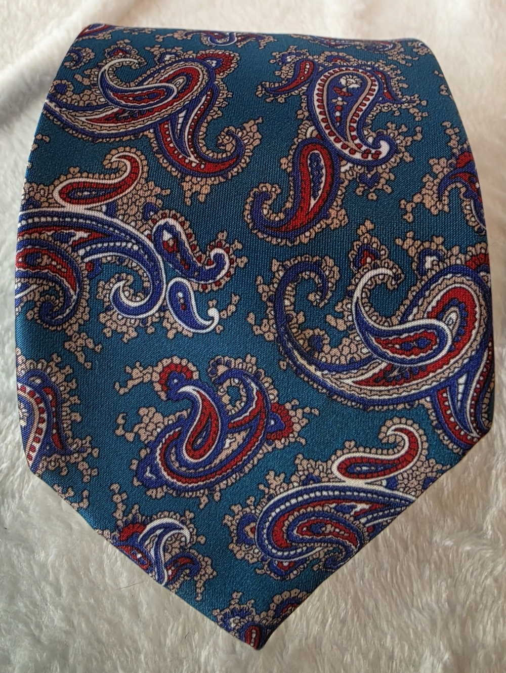 Vintage Etienne Aigner Men's Necktie Teal Red Gold Blue Paisley Tie